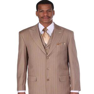 1920s Mens Suit - 1920s Mens Outfit - 1920s costume Bold Pinstripe Suit Tan